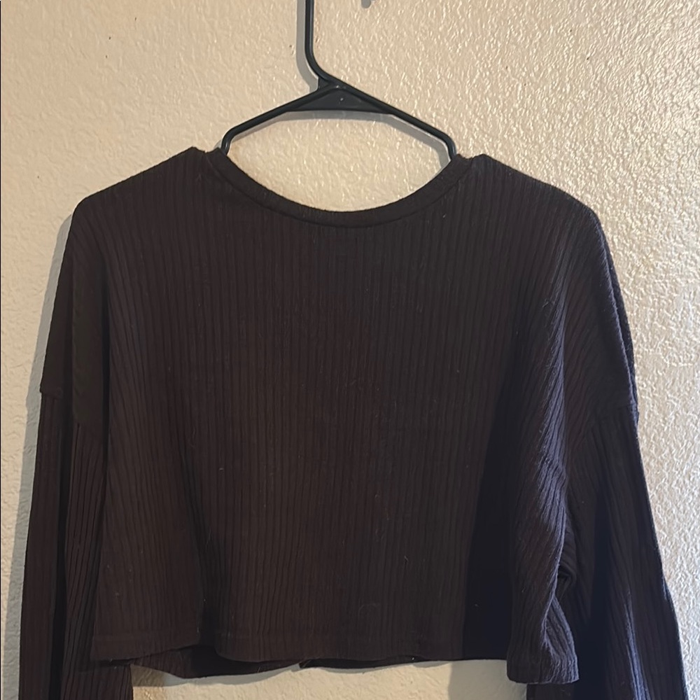 SHEIN brown Ribbed Crop sweater